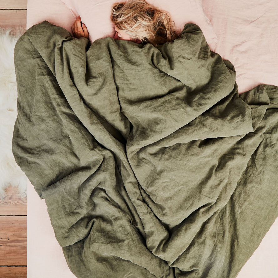Simple Linen Fitted Sheet - Blush
