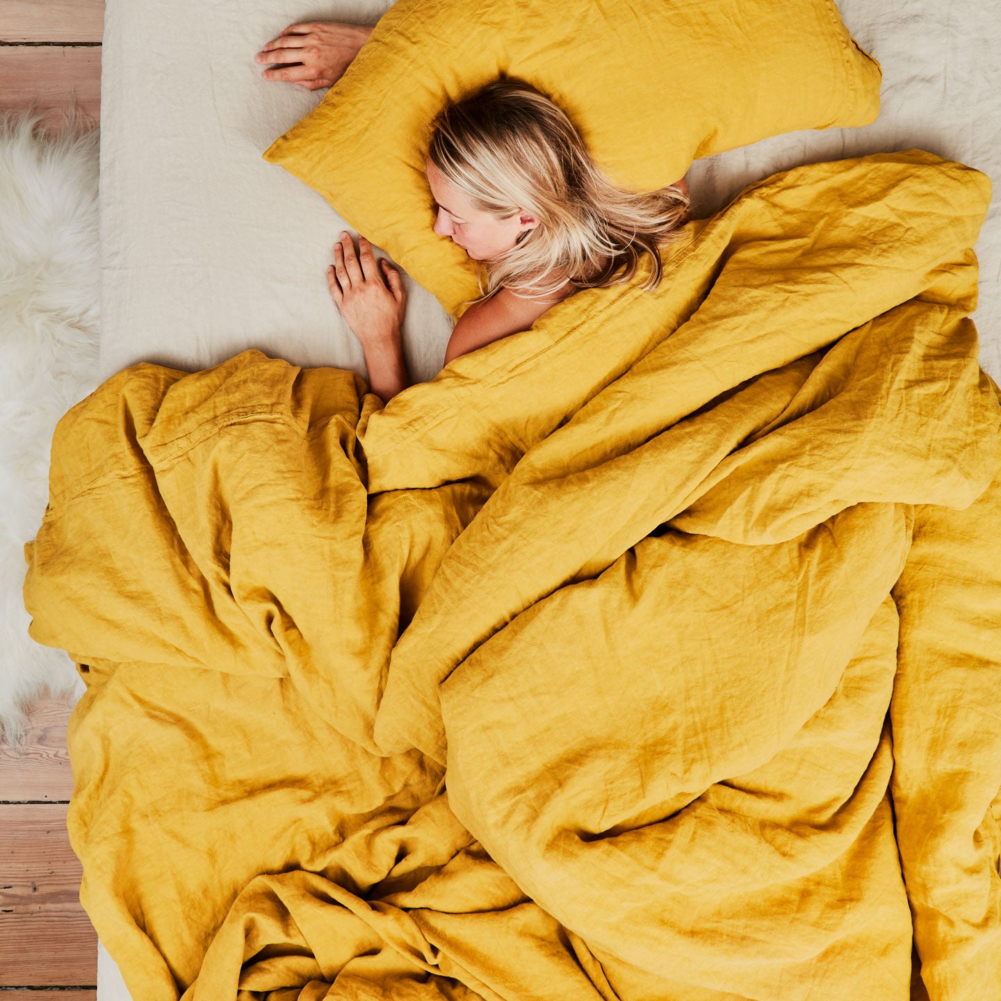 Simple Linen Pillowcases, Set of 2 - Mustard