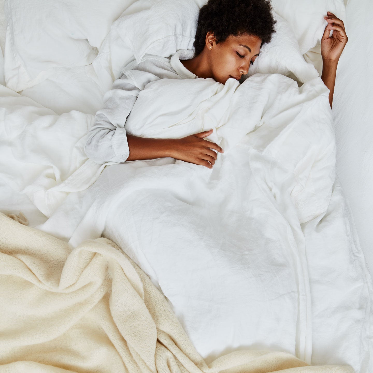 Simple Linen Fitted Sheet - White