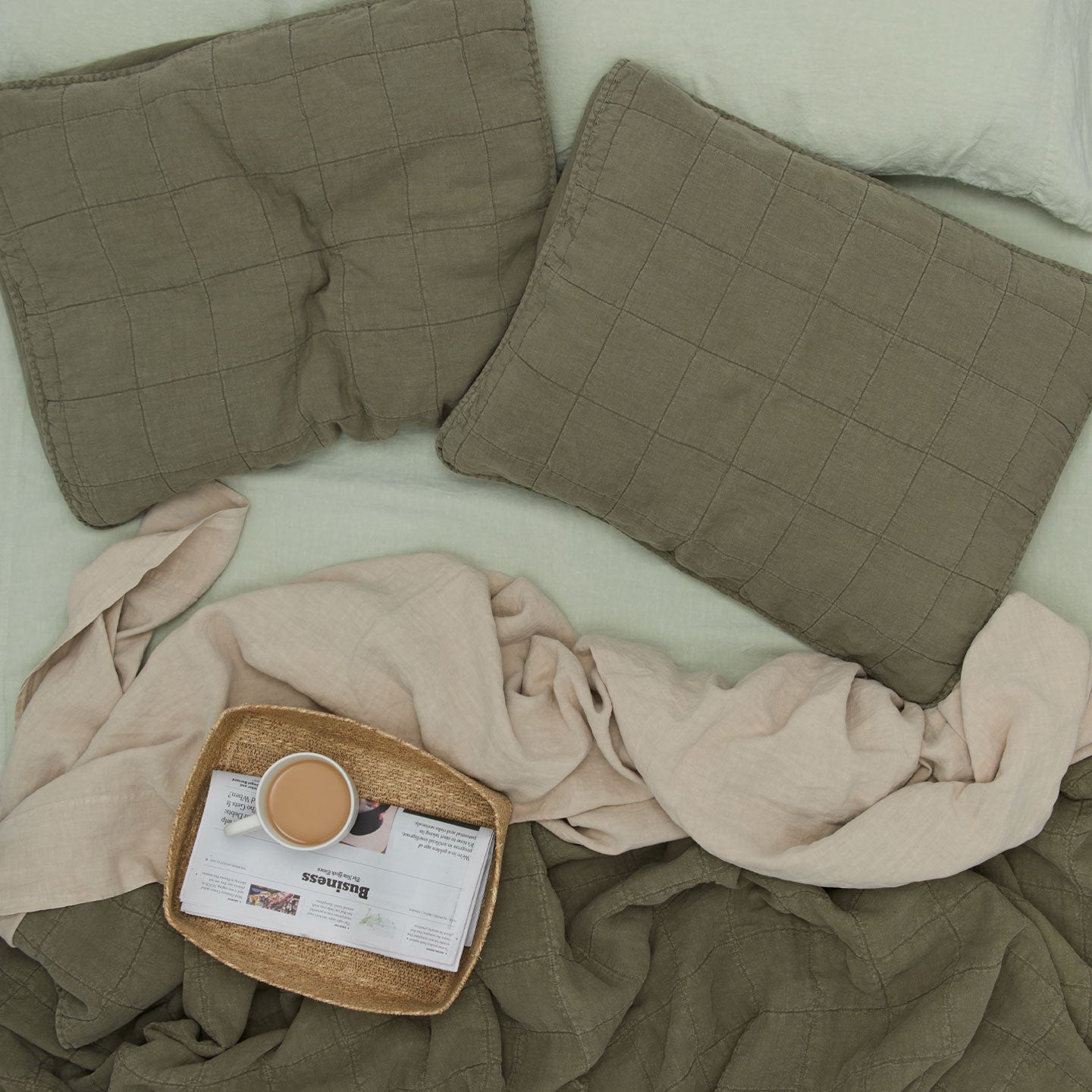 Simple Linen Fitted Sheet - Sage