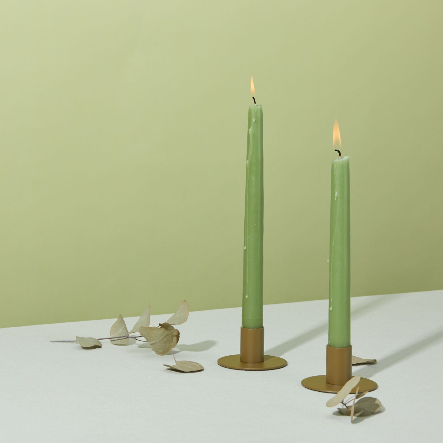 Essential Metal Candle Holders, Set of 2 - Olive
