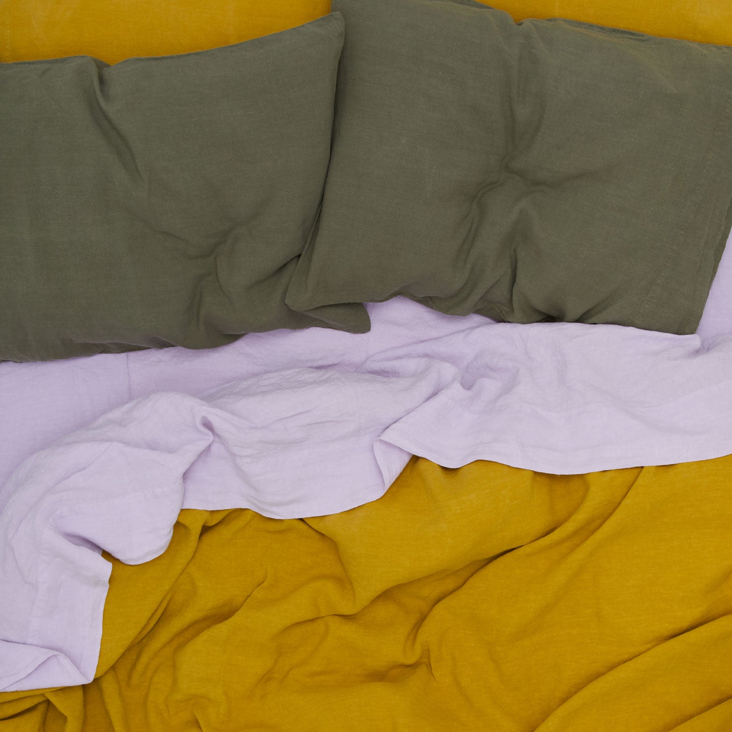Simple Linen Fitted Sheet - Mustard