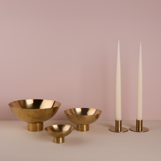 Essential Footed Bowl Decor Bundle - Brass