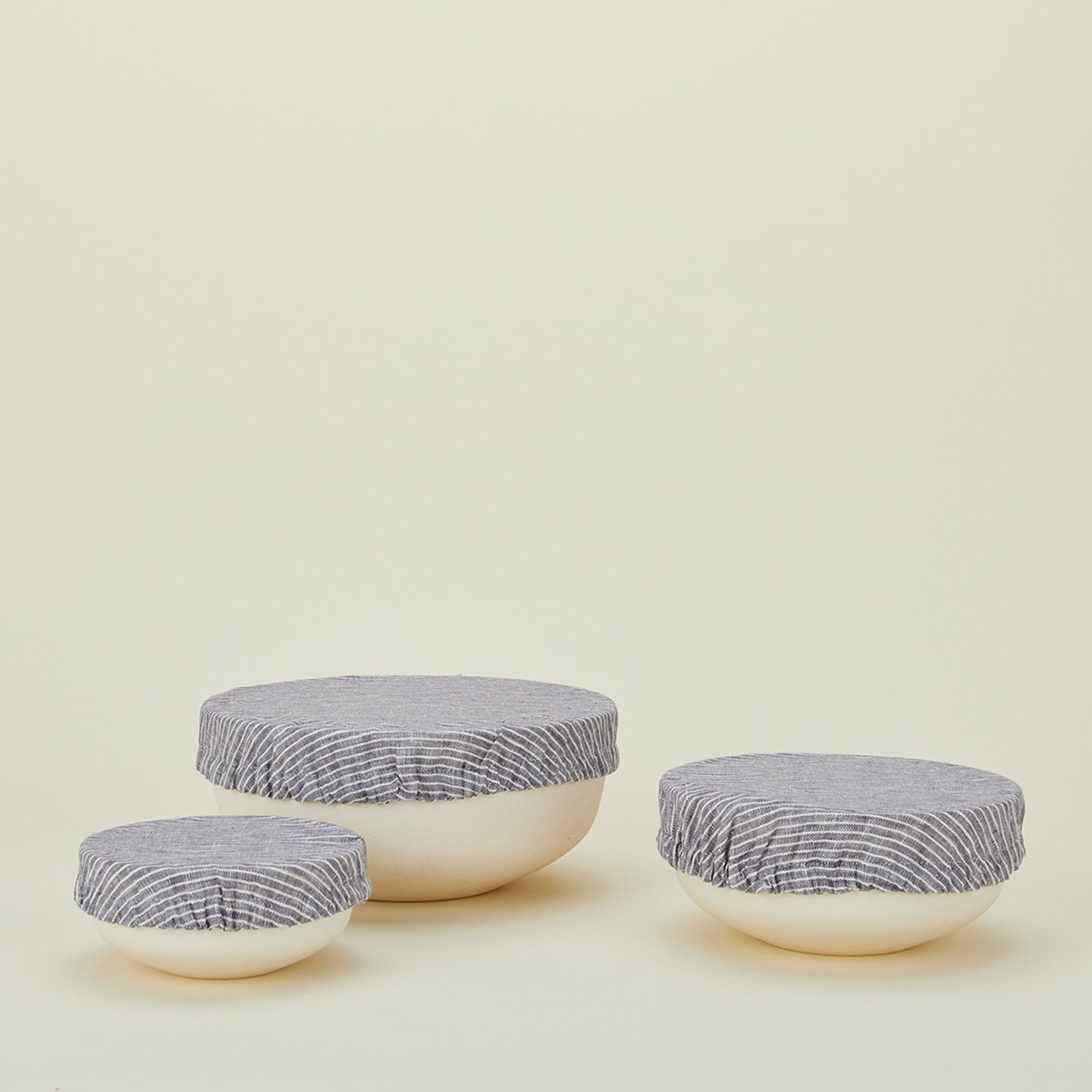 Linen Bowl Cover, Set of 3 - Blue Stripe