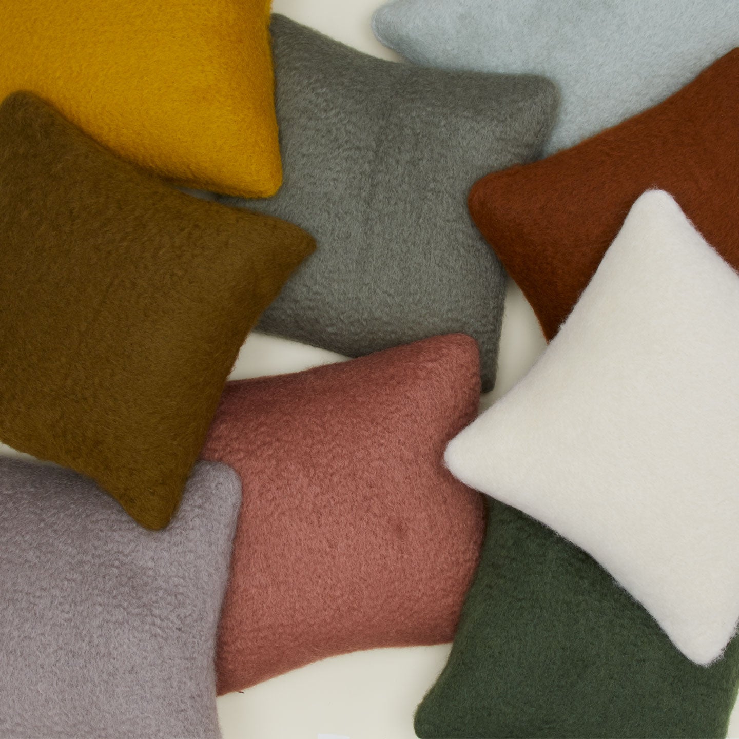 Mohair pillows in various colors