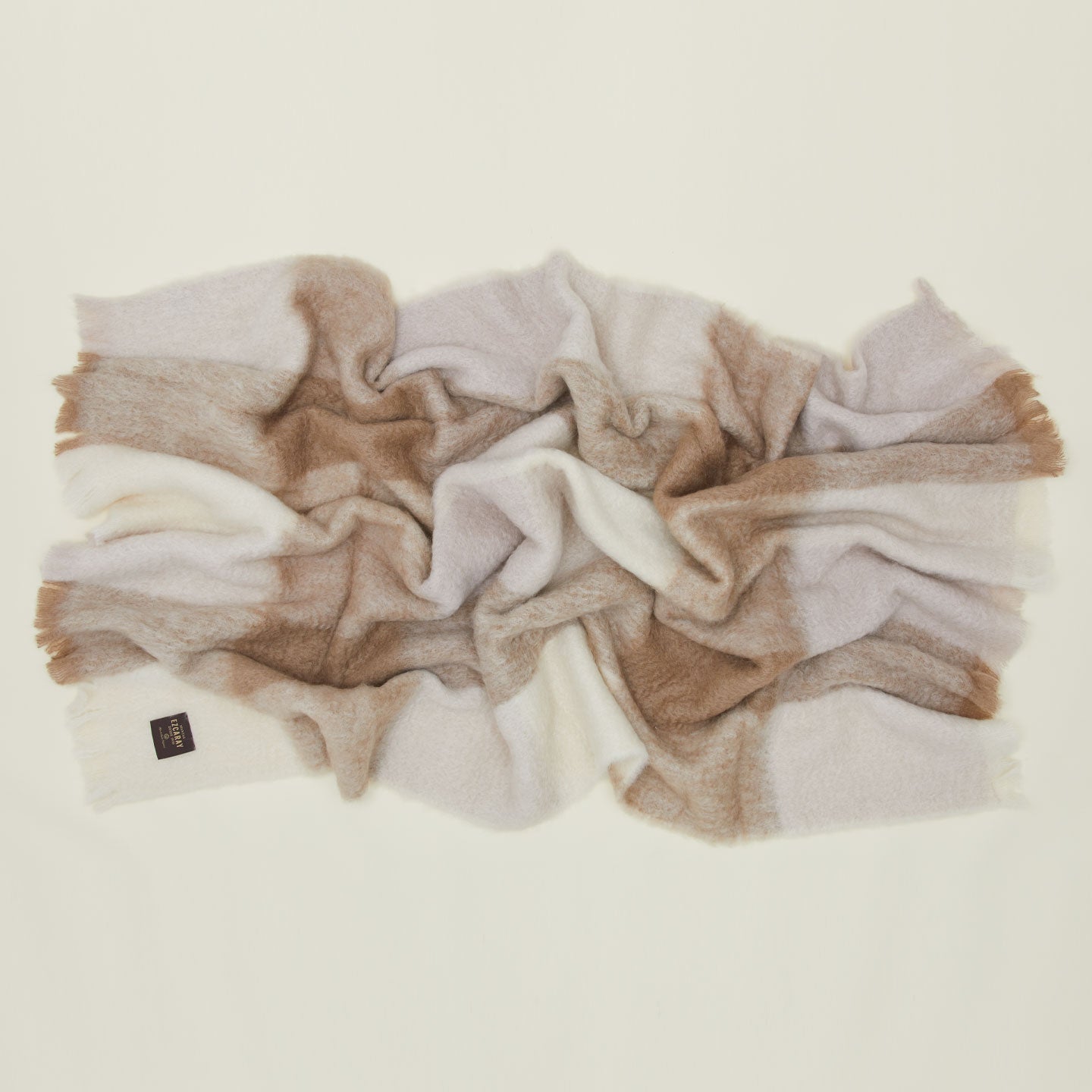 Plaid Mohair Throw - Neutral Plaid