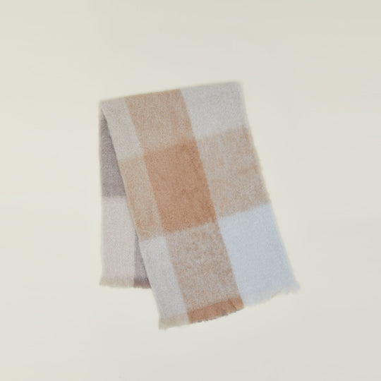 Plaid Mohair Throw - Neutral Exploded Plaid