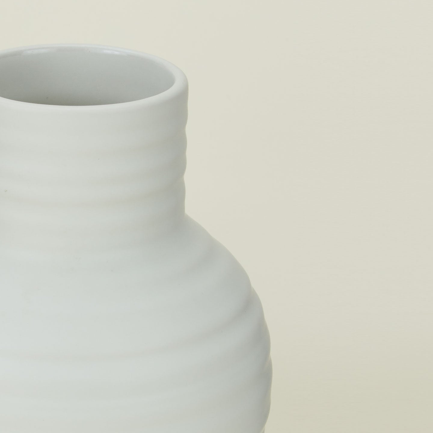 Close up of Essential Ceramic Vase in Bone.