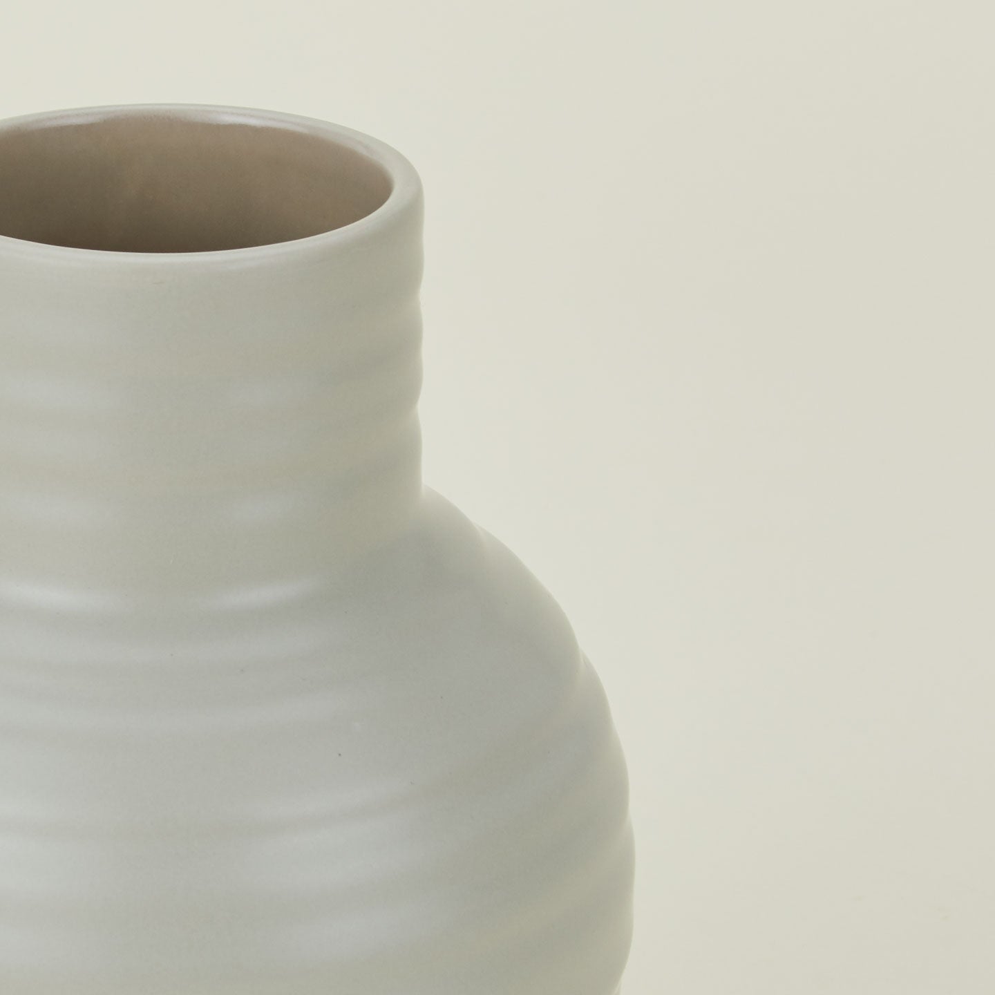 Close up of Essential Ceramic Vase in Light Grey.