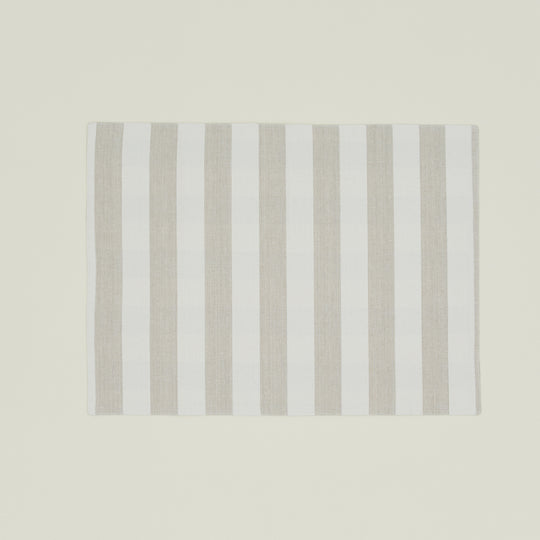 Essential Striped Placemat, Set of 4 - Ivory/Flax