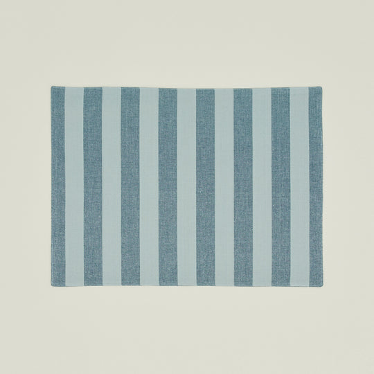 Essential Striped Placemat, Set of 4 - Sky/Peacock