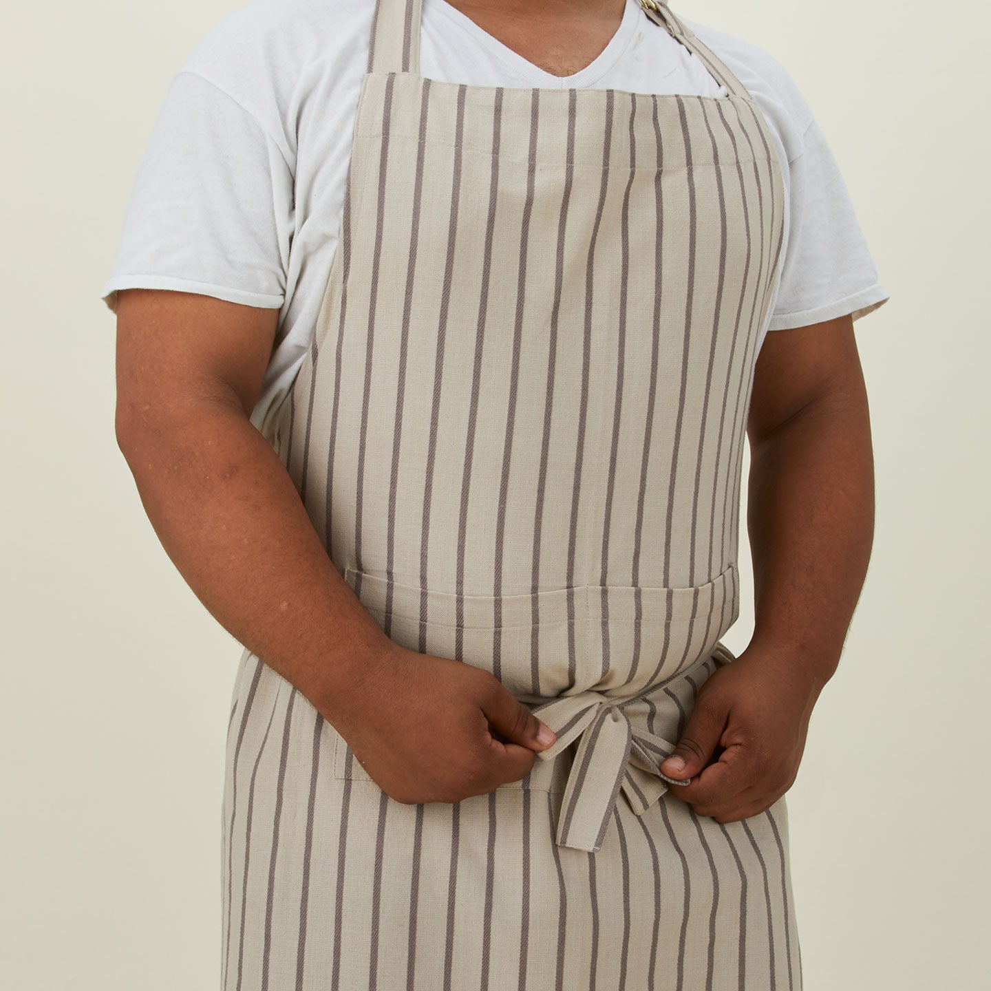 Essential Striped Apron -Light Grey/Dark Grey