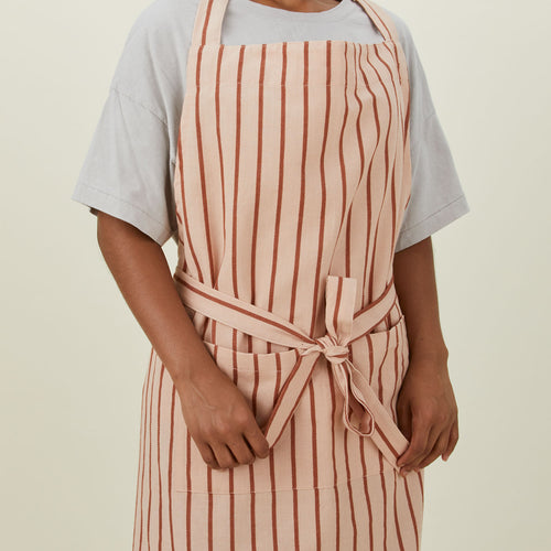 Essential Striped Apron - Blush/Terracotta
