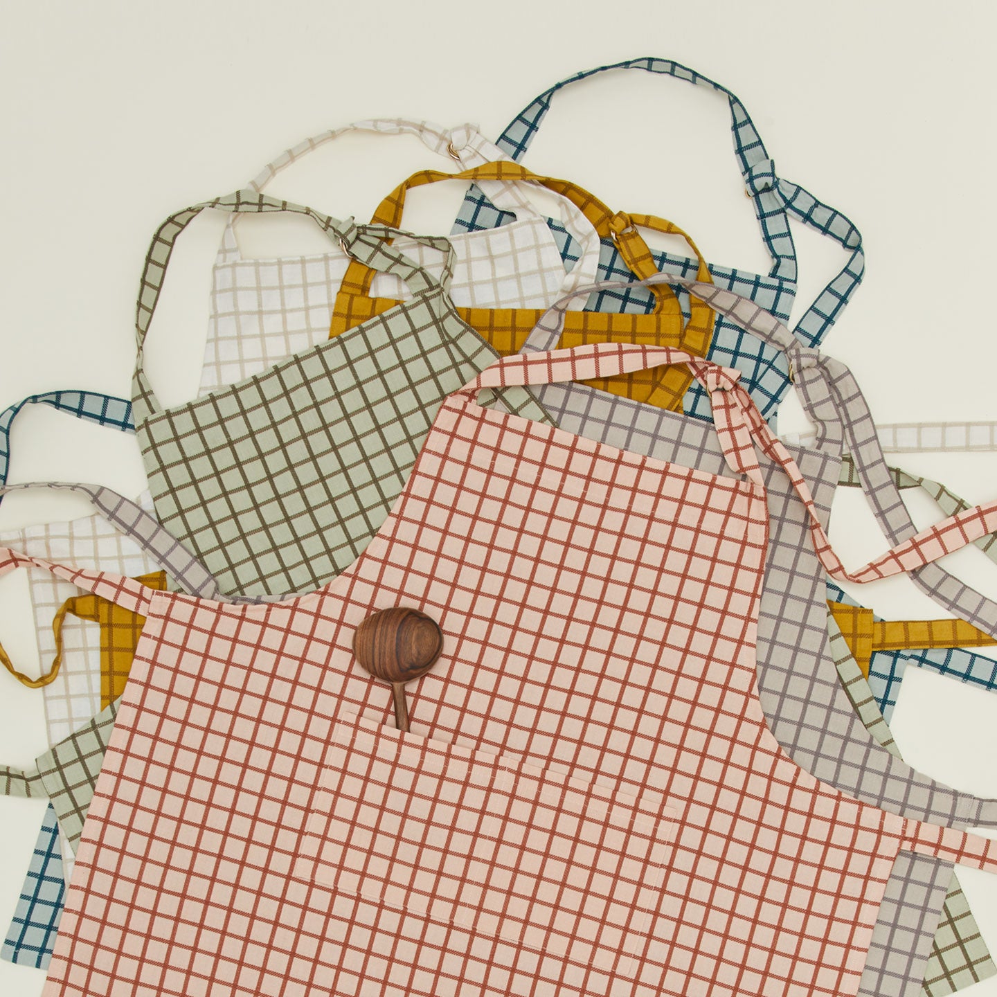 Essential Check Apron - Ivory/Flax