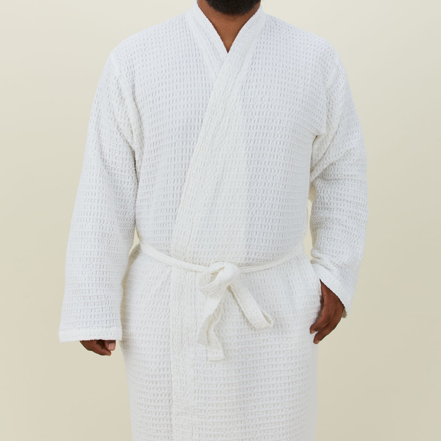 Simple Waffle Bathrobe - White