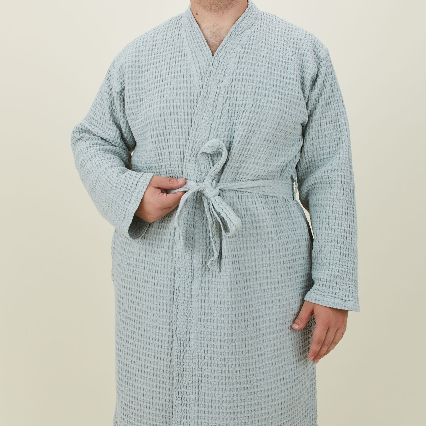 Simple Waffle Bathrobe - Sky