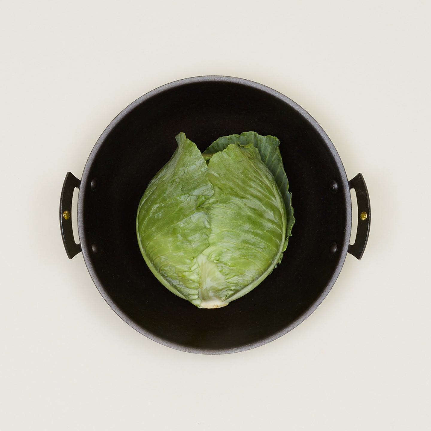 Spun iron wok with cabbage