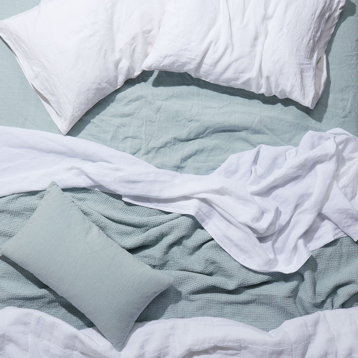 Simple Linen Fitted Sheet - Sky