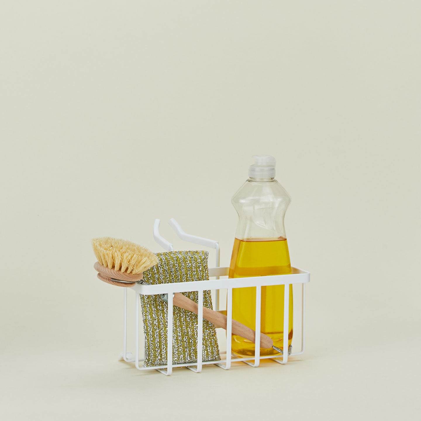 A modern hanging sponge caddy. 