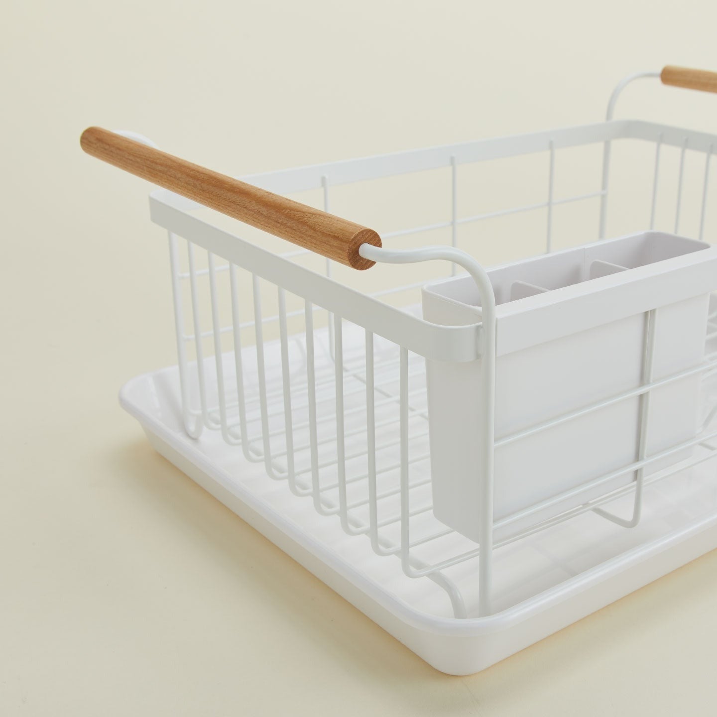 A modern dish rack in white. 