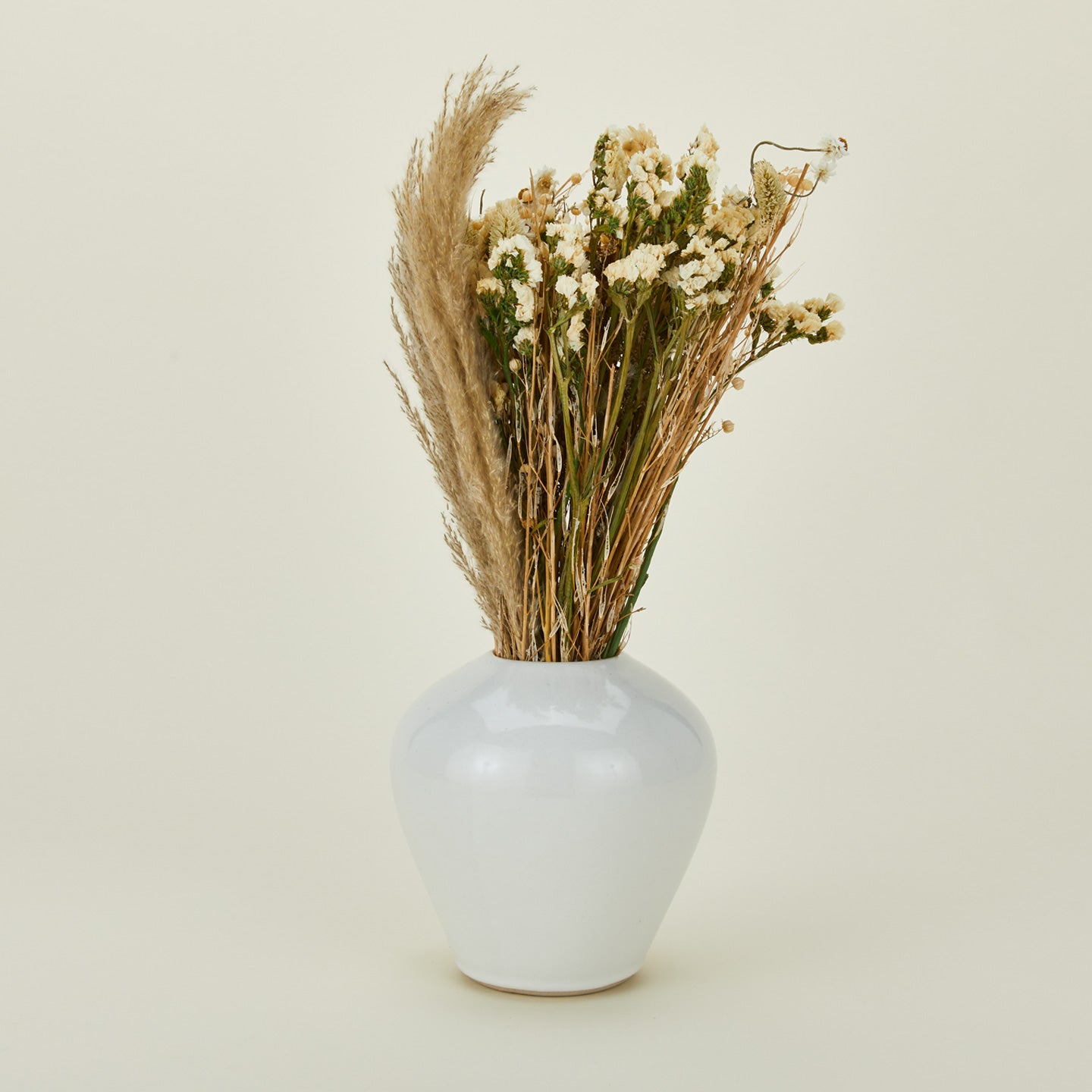 Dried Floral Bouquet - Lacey in white vase