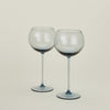 Ribbed Red Wine Glass, Set of 2 - Blue