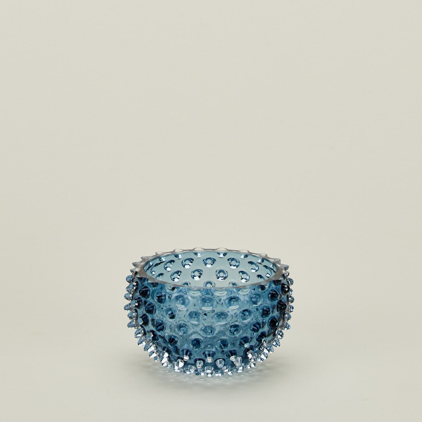 Glass hobnail blue tapas bowl.