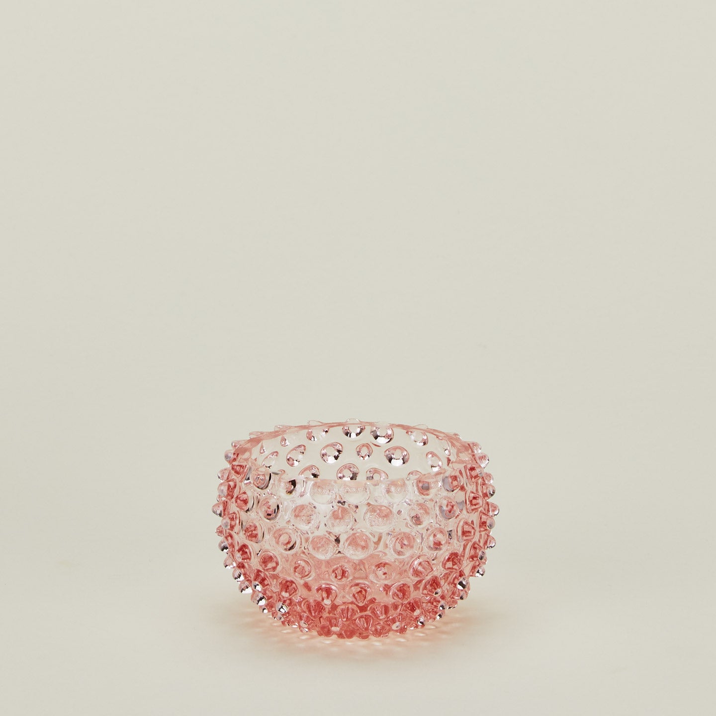 Glass hobnail blush tapas bowl.