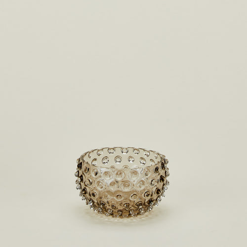 Glass hobnail grey tapas bowl.