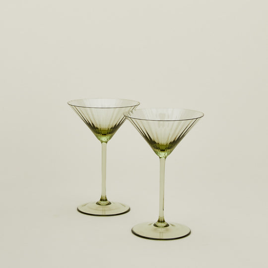 Ribbed Martini Glass, Set of 2 - Olive