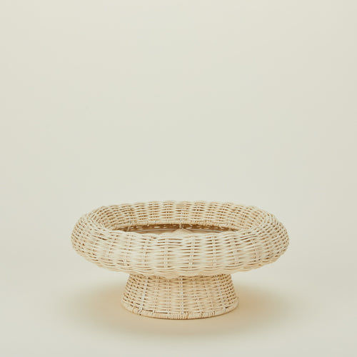 Natural rattan pedestal bowl