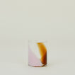 Blown Glass Tumbler with blush and amber swirl pattern.