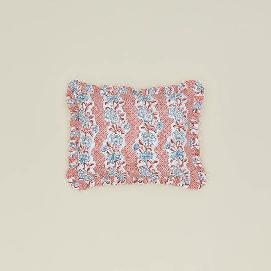 Block Printed Ruffled Pillow Cover - Blush Floral