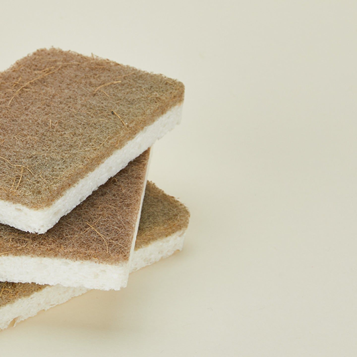 Close up view of Ecofreax Cellulose walnut sponge, set of 3