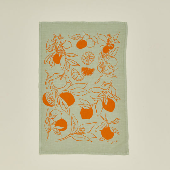 Linen Tea Towel - Clementine