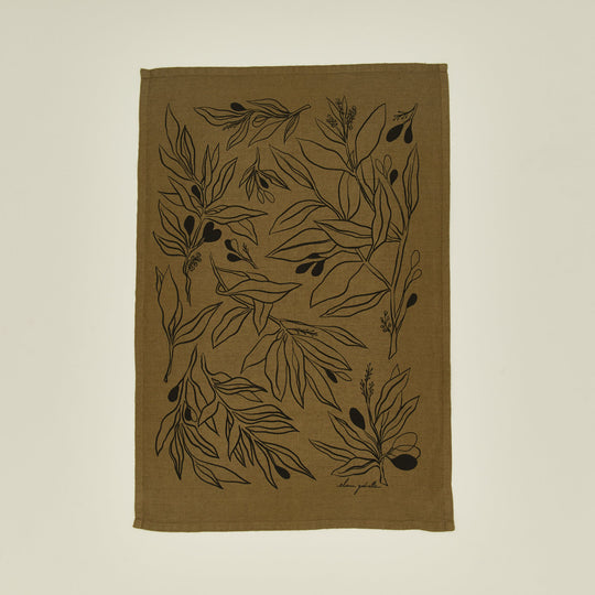 Linen Tea Towel - Olives