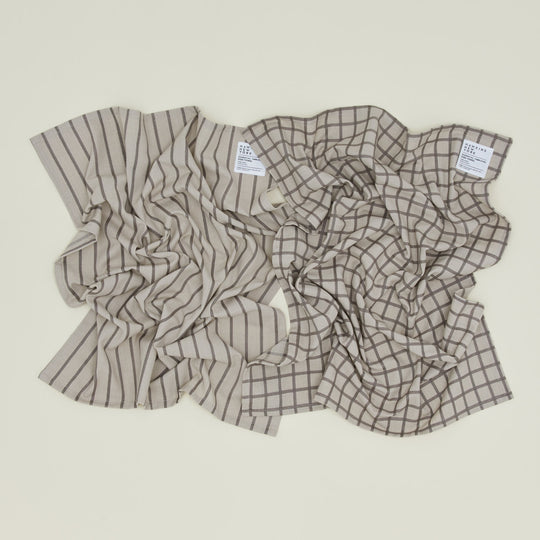 Essential Yarn Dyed Dish Towel, Set of 2 - Light Grey/Dark Grey