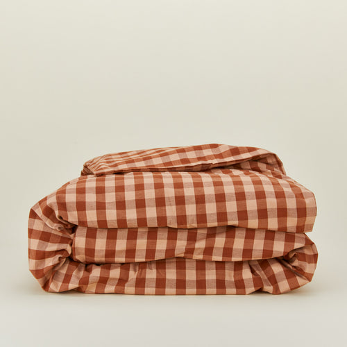 Essential Gingham Duvet - Blush/Terracotta