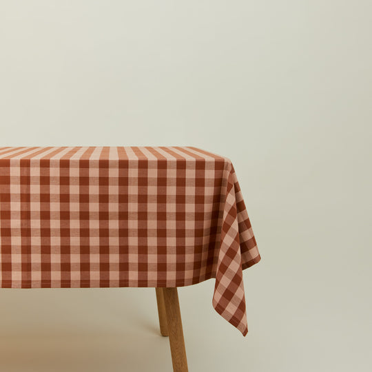 Essential Gingham Tablecloth - Blush/Terracotta