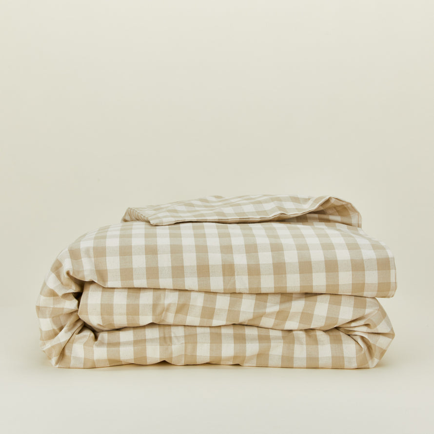 Essential Gingham Duvet - Ivory/Flax