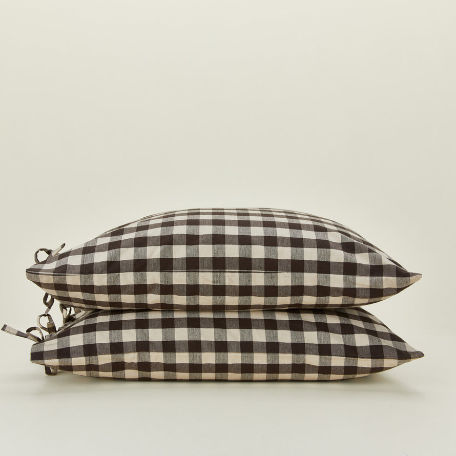 Essential Gingham Pillowcases, Set of 2 - Light Grey/Black