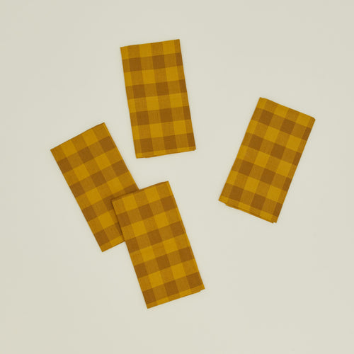 Essential Gingham napkins set of 4 in mustard/bronze