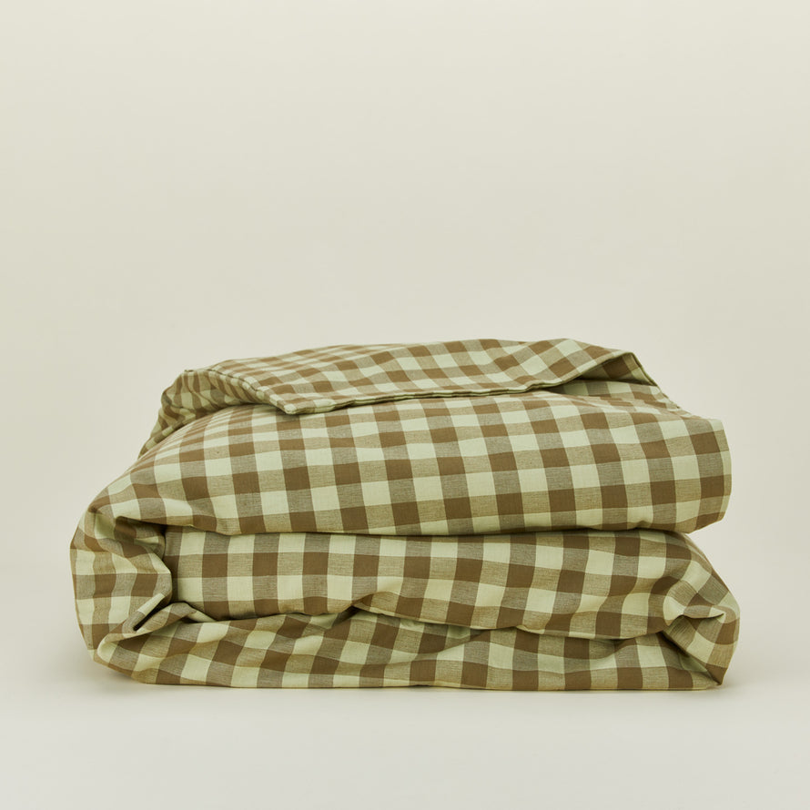 Essential Gingham Duvet - Sage/Olive