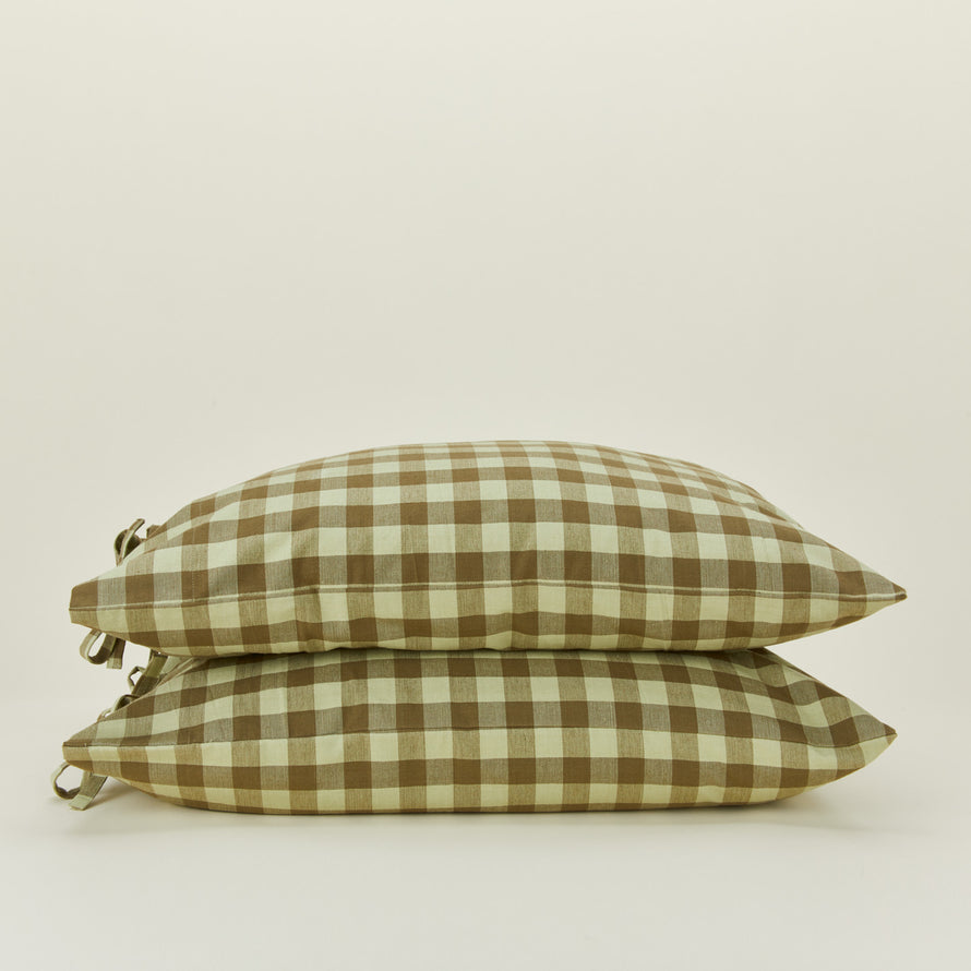 Essential Gingham Pillowcases, Set of 2 - Sage/Olive