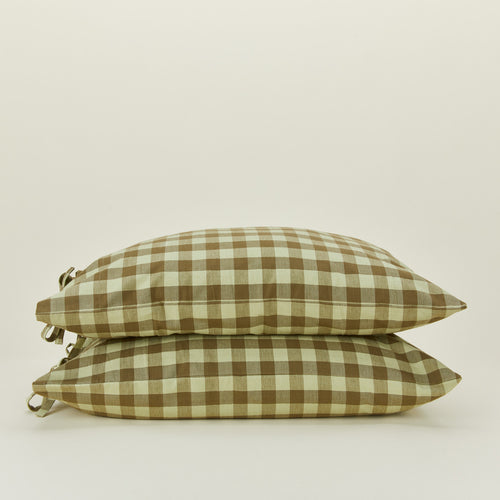 Essential Gingham Pillowcases, Set of 2 - Sage/Olive