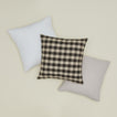 Essential gingham pillow in grey / blackwith simple linen pillows in white and light grey