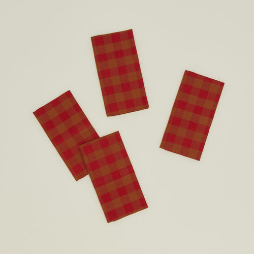 Essential Gingham napkins set of 4 in red/terracotta