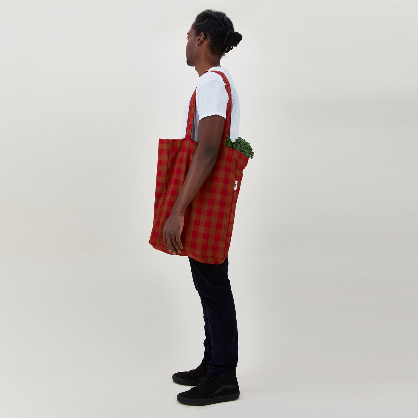 Gingham tote bag in red/terracotta