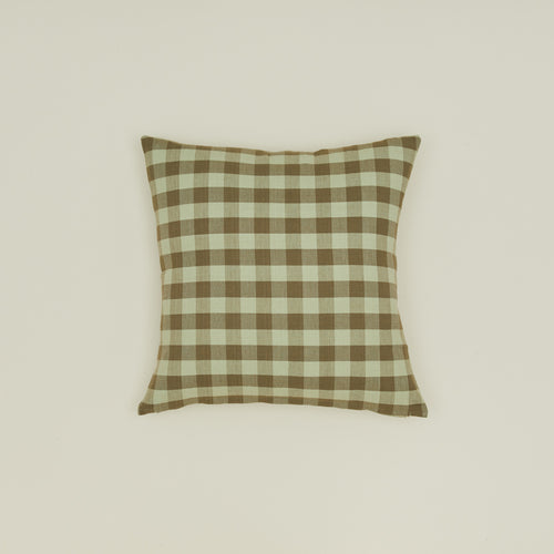 Gingham square pillow in sage/olive