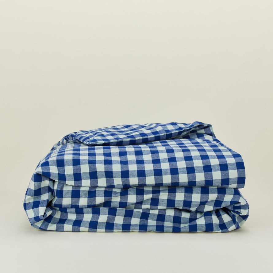 Essential Gingham Duvet - Sky/Blue